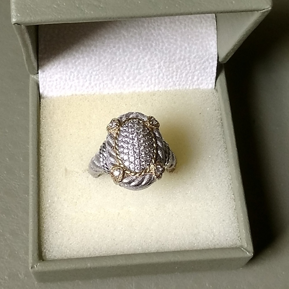 Judith Ripka sterling gold clad diamonique ring